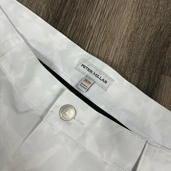 NWT Peter Millar Men's EB66 Brushstroke Camo Five-Pocket Golf Pants Grey 38x30